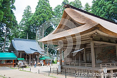 Noh theater at Hakusan-Jinja Shrine in Hiraizumi, Iwate, Japan. It is part of Important Cultural Editorial Stock Photo