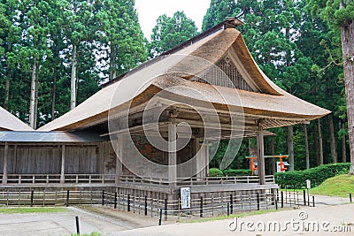 Noh theater at Hakusan-Jinja Shrine in Hiraizumi, Iwate, Japan. It is part of Important Cultural Stock Photo