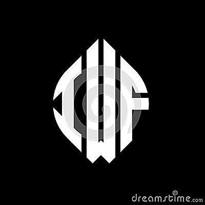 IWF circle letter logo design with circle and ellipse shape. IWF ellipse letters with typographic style. The three initials form a Vector Illustration