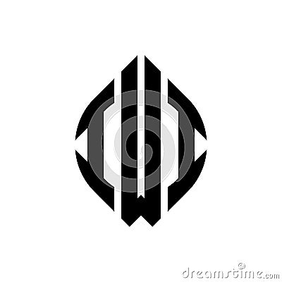 IWI circle letter logo design with circle and ellipse shape. IWI ellipse letters with typographic style. The three initials form a Vector Illustration