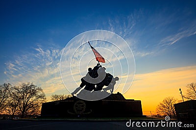 Iwo Jima Memorial Washington DC USA at sunrise Editorial Stock Photo