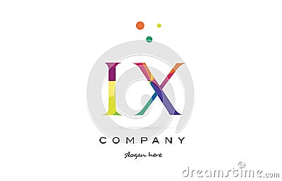 ix i x creative rainbow colors alphabet letter logo icon Vector Illustration