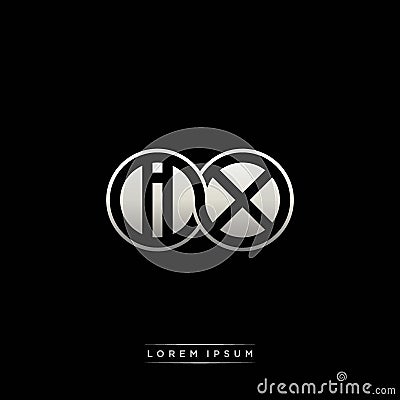 IX initial letter linked circle capital monogram logo modern template silver color version Vector Illustration