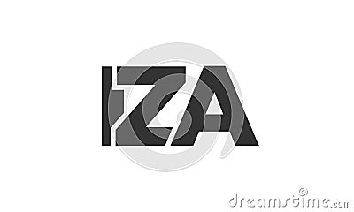 IZA logo design template with strong and modern bold text. Initial based vector logotype featuring simple and minimal typography. Vector Illustration