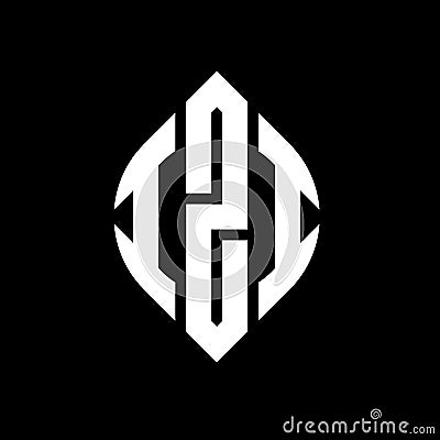 IZI circle letter logo design with circle and ellipse shape. IZI ellipse letters with typographic style. The three initials form a Vector Illustration