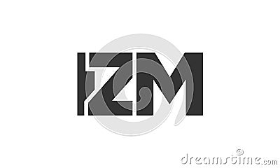 IZM logo design template with strong and modern bold text. Initial based vector logotype featuring simple and minimal typography. Vector Illustration