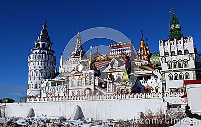 The Izmaylovsky Kremlin built in 1997 historical and architectural and cultural entertainment complex. Stock Photo