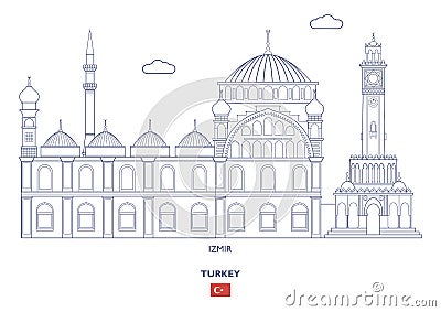 Izmir City Skyline, Turkey Vector Illustration