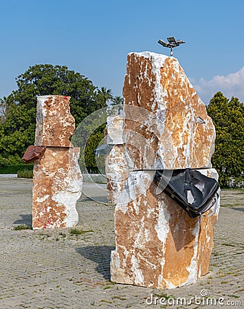 Izmir Painting and Sculpture Museum - Kulturpark Art Gallery - Stones and Suitcases Exhibit Editorial Stock Photo