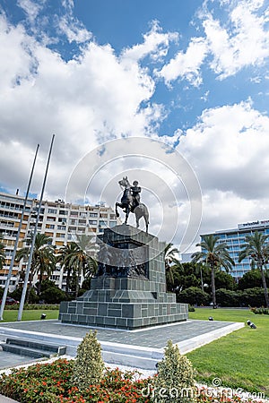 Izmir Republic square and Ataturk monument in Konak, the central area of Izmir, Turkey. Editorial Stock Photo