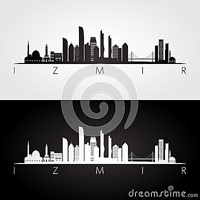 Izmir skyline and landmarks silhouette Vector Illustration