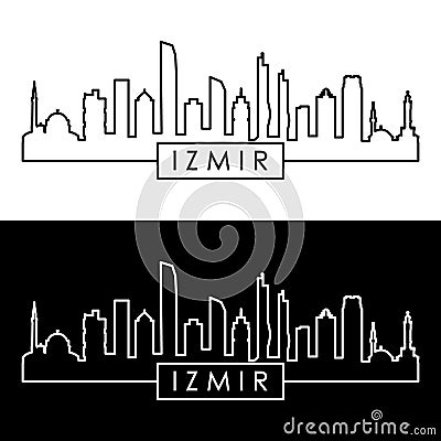 Izmir skyline. Linear style. Vector Illustration