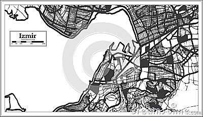 Izmir Turkey City Map in Black and White Color in Retro Style. Outline Map Stock Photo