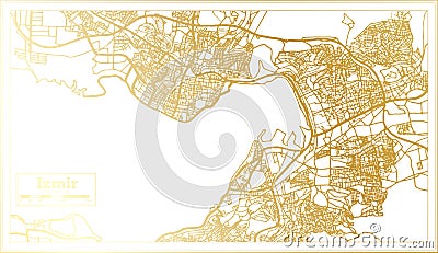 Izmir Turkey City Map in Retro Style in Golden Color. Outline Map Stock Photo