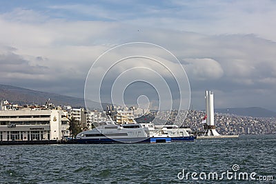 Izmir, Turkey - January 29, 2019 : Renewed Ataturk Statue in Karsiyaka Coatline of Izmir City. Ataturk is founder of modern Editorial Stock Photo