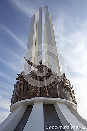 Izmir, Turkey - January 29, 2019 : Renewed Ataturk Statue in Karsiyaka Coatline of Izmir City. Ataturk is founder of modern Editorial Stock Photo