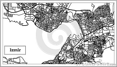 Izmir Turkey Map in Black and White Color. Stock Photo