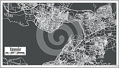 Izmir Turkey Map in Retro Style. Stock Photo