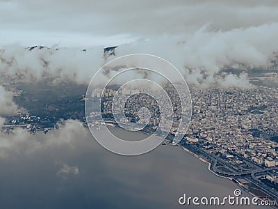 Izmir, Turkey - March 10, 2023: view from the sea of the new skyscrapers district of Izmir city. Izmir is Turkey's Editorial Stock Photo