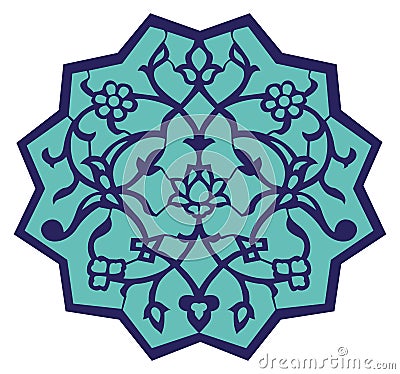 Iznik Ottoman Motif Vector Illustration