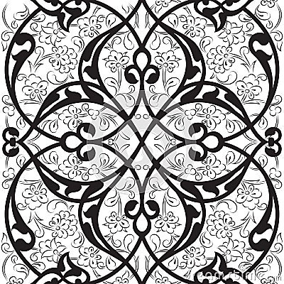 Iznik tile seamless pattern design, classical Ottoman Turkish st Vector Illustration