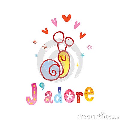 J`adore - I adore - I love - I like - french phrase Vector Illustration