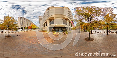 J Edgar Hoover FBI Building. 360 panorama VR equirectangular photo Editorial Stock Photo