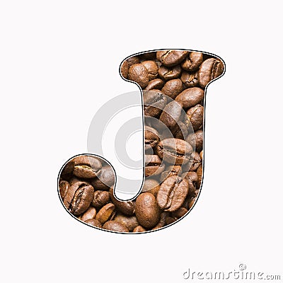 J, letter of the alphabet - coffee beans background Stock Photo