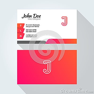 J Letter Modern Minimal Abstract Alphabet Business card design template Vector Illustration