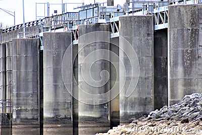 Dam Intake Gates Close Up, J Percy Priest Lake, Nashville, Tennessee Stock Photo