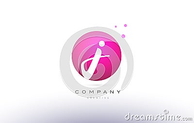 j sphere pink 3d hand written alphabet letter logo Vector Illustration