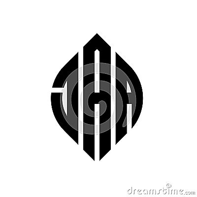 JAA circle letter logo design with circle and ellipse shape. JAA ellipse letters with typographic style. The three initials form a Vector Illustration
