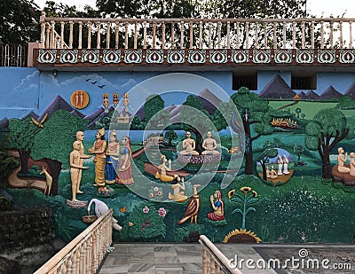 Wall Painting in Jain Temple Editorial Stock Photo
