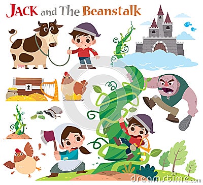 Jack and the beanstalk Vector Illustration