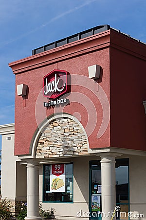 Jack in the Box Restaurant exterior Editorial Stock Photo