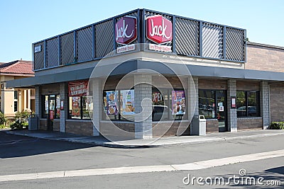 Jack In The Box restaurant. Exterior view of a Jack In The Box Restaurant Editorial Stock Photo