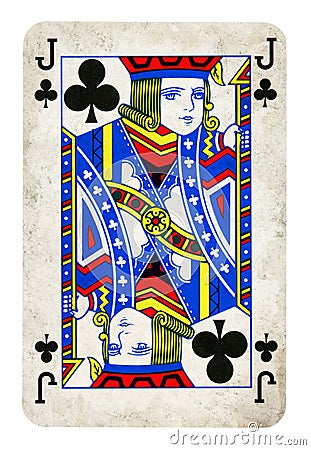 Jack of Clubs playing card - isolated on white Stock Photo