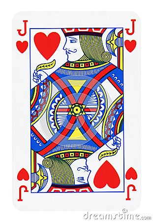 Jack of Hearts playing card - isolated on white Stock Photo