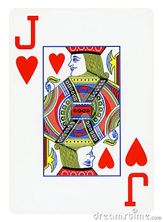 Jack of Hearts playing card - isolated on white Stock Photo