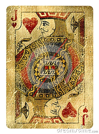 Jack of Hearts Vintage playing card - isolated on white Stock Photo