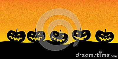 Jack o `lantern in a dismal landscape typical for the period of halloween Cartoon Illustration