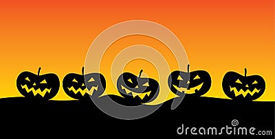 Jack o `lantern in a dismal landscape typical for the period of halloween Cartoon Illustration