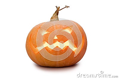 Jack o Lantern Halloween pumpkin , on white Stock Photo