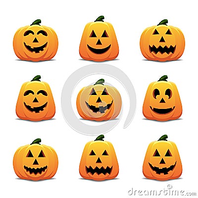 Jack O Lantern Icon Set Vector Illustration