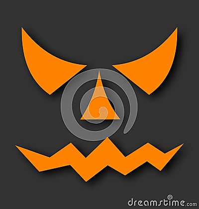 Jack o lantern pumpkin faces glowing on black back Vector Illustration