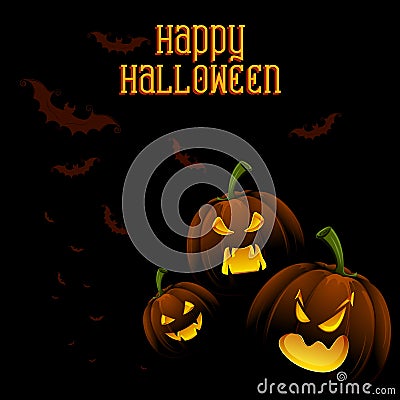 Jack-o-lantern Pumpkin in Halloween night Vector Illustration