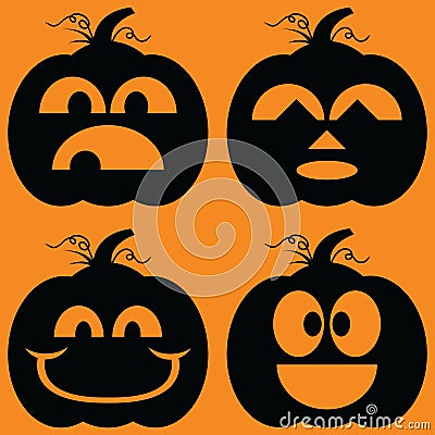 Jack o Lanterns Silhouettes Vector Illustration