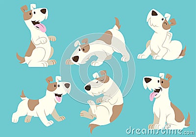 Jack russel terrier dog cartoon set Vector Illustration