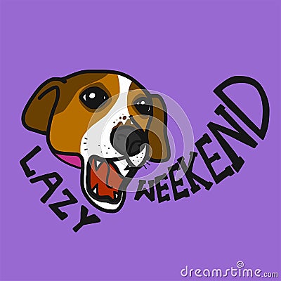 Jack Russell dog lazy weekend cartoon vector Vector Illustration