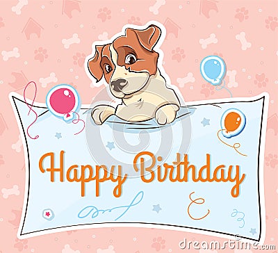 Jack Russell terrier llustration cartoon card Vector Illustration